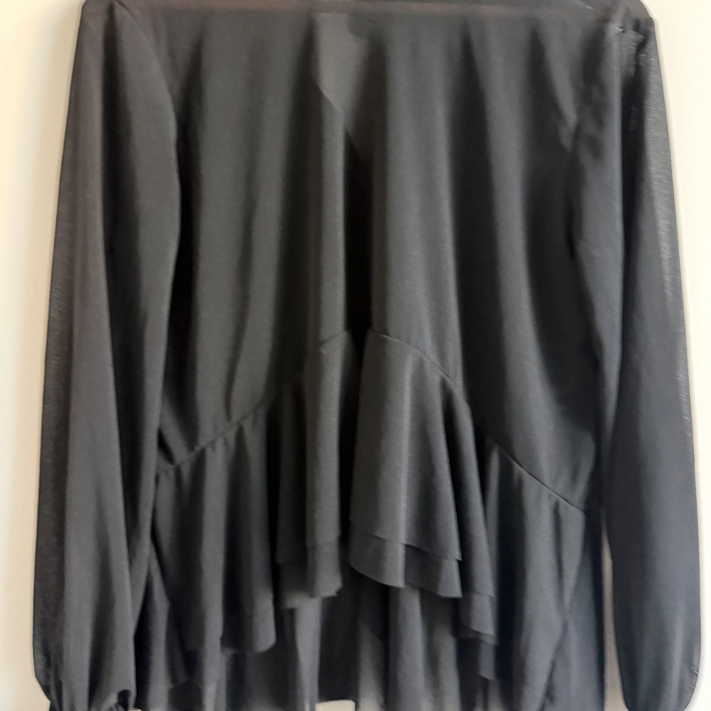 Zara‎ Sheer Black Flowy Fit Ruffled Hem Size Medium - Picture 7 of 12